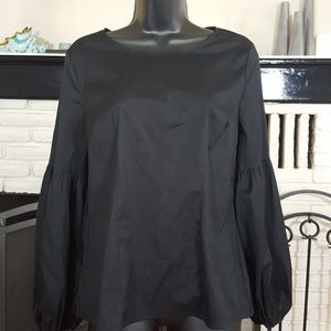 Black INC blouse with puffed bell sleeves